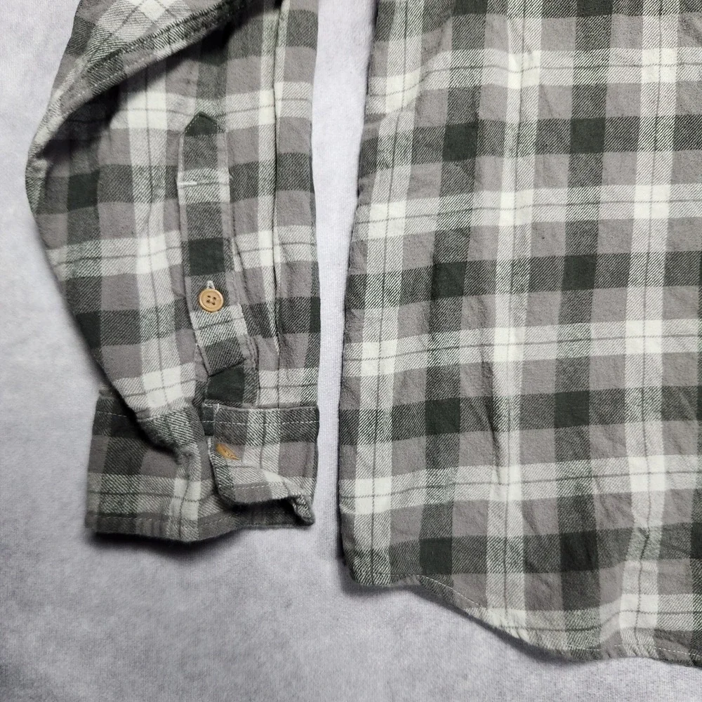 Lucky Brand Mens XXL Gray Plaid Flannel Button Down Shirt Cotton Long Sleeve